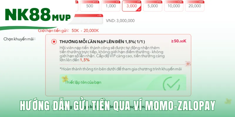 Hướng dẫn gửi tiền qua ví momo-zalopay